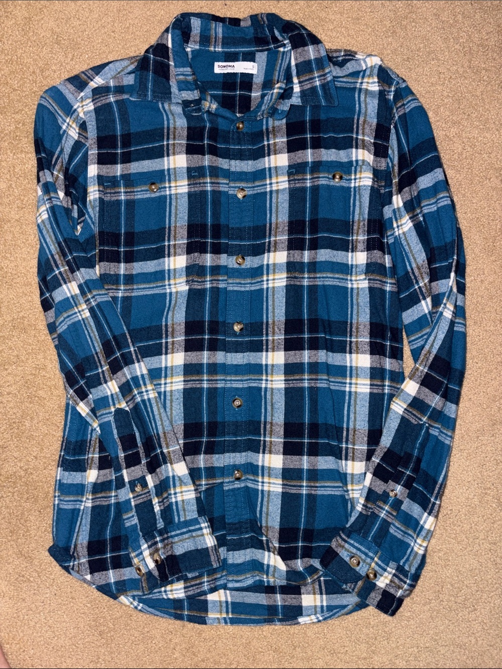 Arizona Jean Company Blue and White Plaid Button-Down Shirt